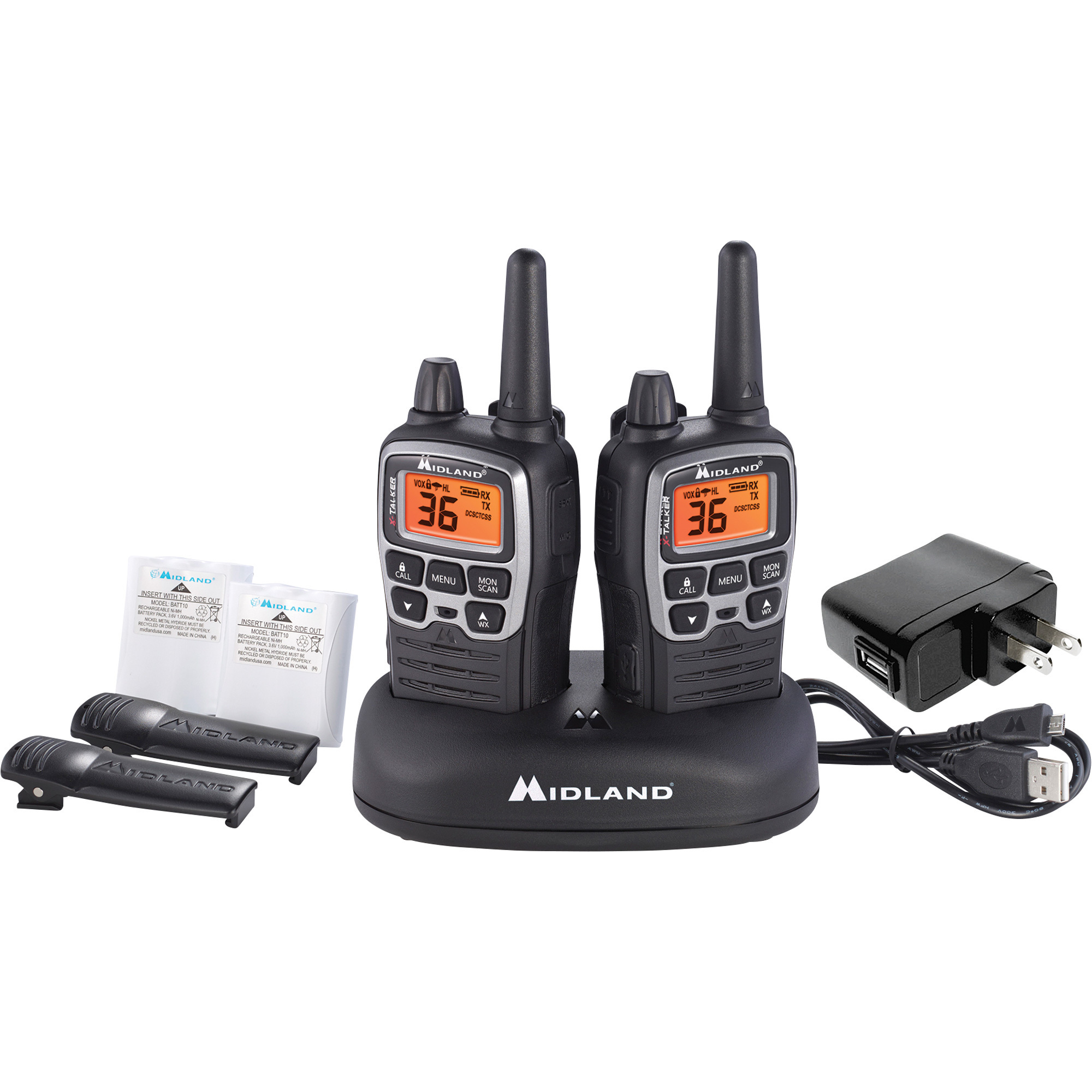 Midland X-Talker 2-Way Radio Kit, Pair, 38-Mile Range, Model# T77VP5